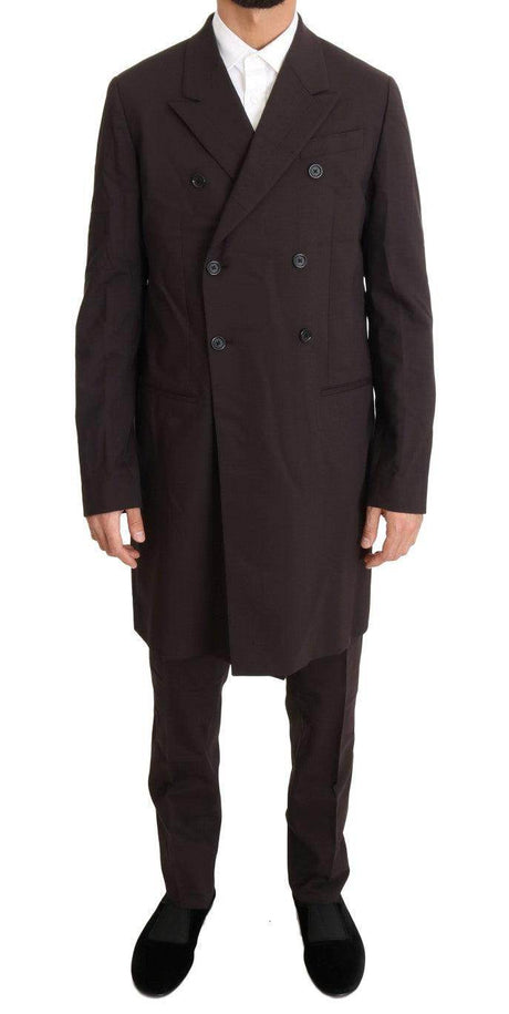 Dolce & Gabbana Bordeaux Wool Stretch Long 3 Piece Suit - Hilstor