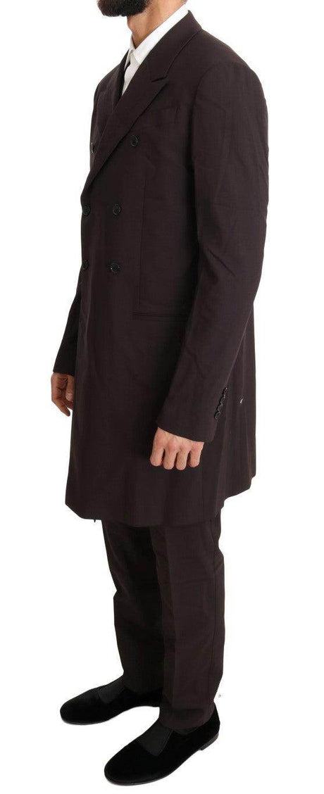 Dolce & Gabbana Bordeaux Wool Stretch Long 3 Piece Suit - Hilstor