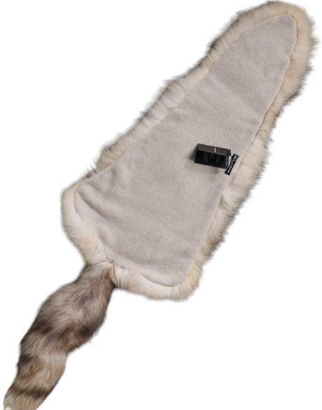 Dolce & Gabbana Brown Frost Fox Fur Neck Warmer Winter Scarf - Hilstor