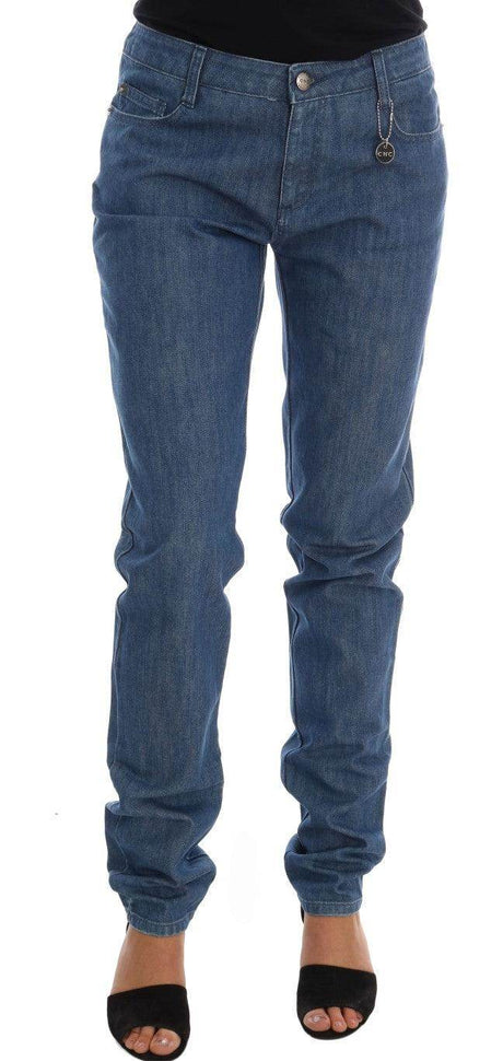 Costume National Blue Wash Cotton Boyfriend Fit Jeans - Hilstor