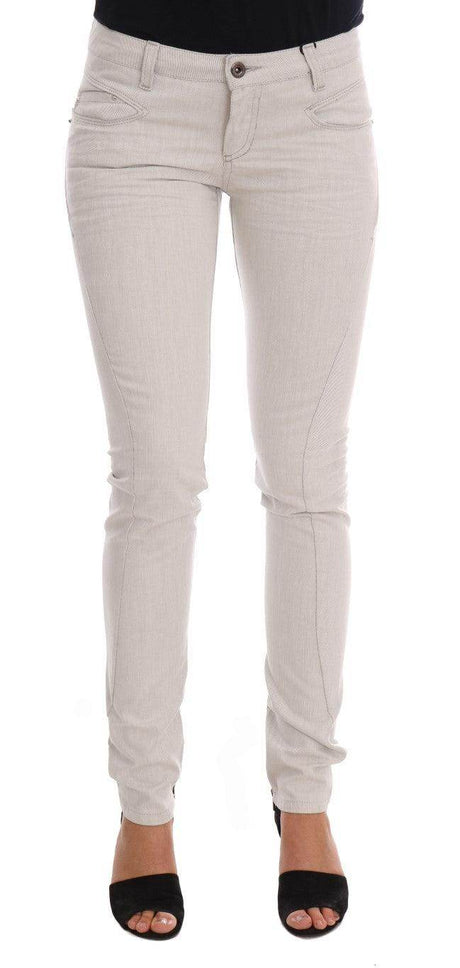 Costume National White Cotton Stretch Slim Jeans - Hilstor