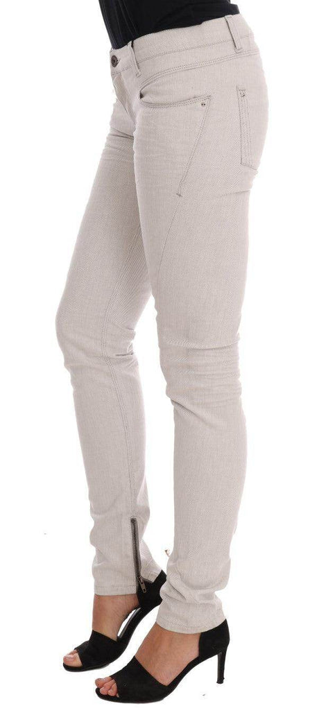 Costume National White Cotton Stretch Slim Jeans - Hilstor