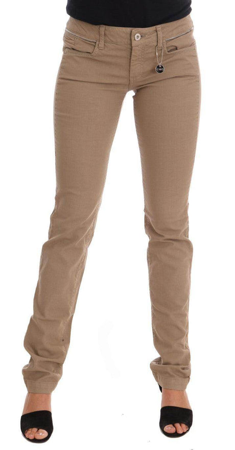 Costume National Beige Cotton Stretch Slim Fit Jeans - Hilstor