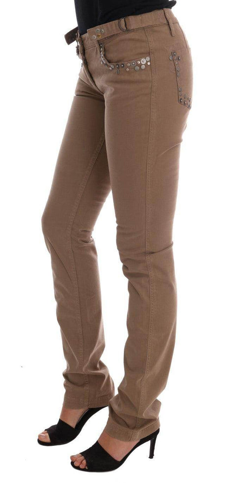 Costume National Beige Cotton Stretch Slim Fit Jeans - Hilstor