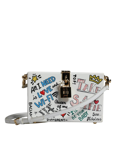 Dolce & Gabbana White Graffiti Print Clutch Crossbody Bag - Hilstor
