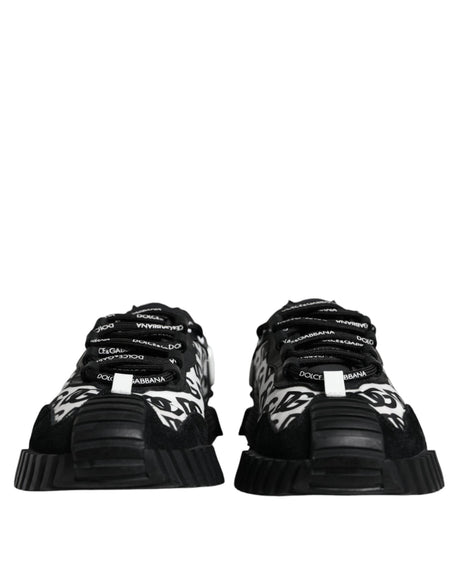 Dolce & Gabbana Black Logo Lace Up Low Top NS1 Sneakers Shoes - Hilstor