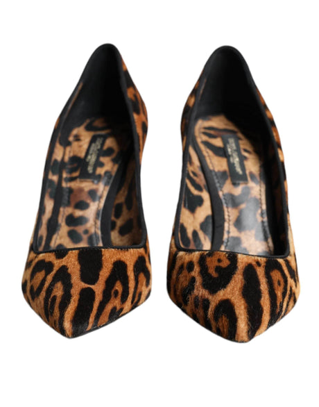 Dolce & Gabbana Brown Leopard Calf Hair Heels Pumps Shoes - Hilstor
