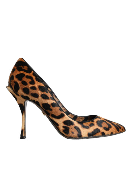 Dolce & Gabbana Brown Leopard Calf Hair Heels Pumps Shoes - Hilstor