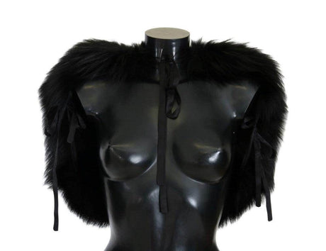 Dolce & Gabbana Black Silver Fox Fur Scarf - Hilstor