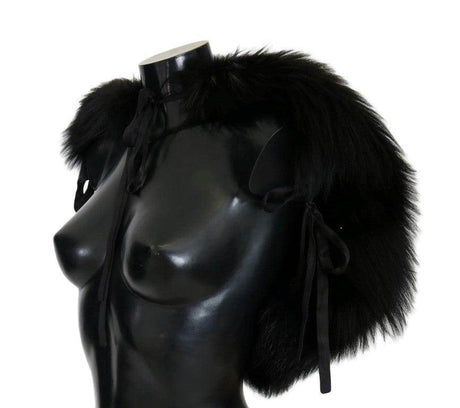 Dolce & Gabbana Black Silver Fox Fur Scarf - Hilstor