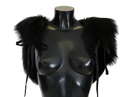 Dolce & Gabbana Black Silver Fox Fur Scarf - Hilstor