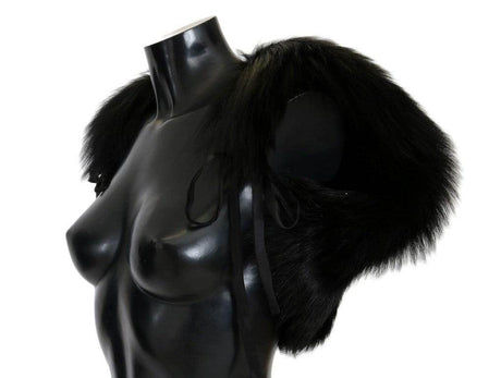 Dolce & Gabbana Black Silver Fox Fur Scarf - Hilstor