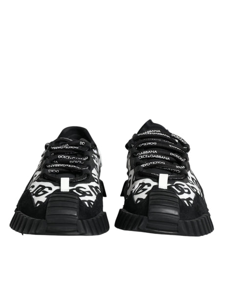 Dolce & Gabbana Black Logo Lace Up Low Top NS1 Sneakers Shoes - Hilstor