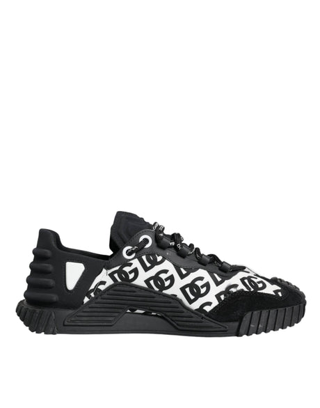 Dolce & Gabbana Black Logo Lace Up Low Top NS1 Sneakers Shoes - Hilstor