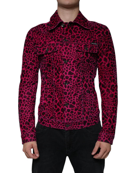 Dolce & Gabbana Fuchsia Leopard Button Down Collared Jacket - Hilstor
