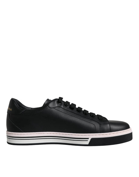 Dolce & Gabbana Black Leather Low Top Men Sneakers Shoes - Hilstor