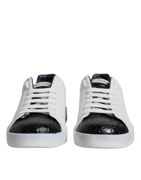 Dolce & Gabbana White Leather Logo Portofino Sneaker Shoes - Hilstor