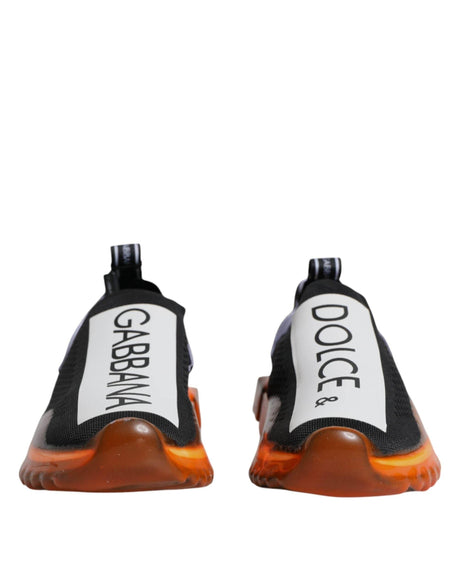 Dolce & Gabbana Black Orange Sorrento Slip On Sneakers Shoes - Hilstor