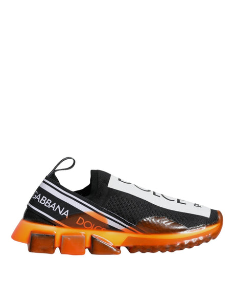 Dolce & Gabbana Black Orange Sorrento Slip On Sneakers Shoes - Hilstor