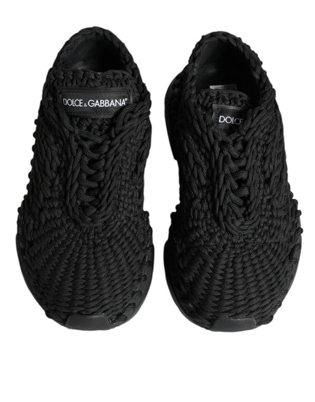 Dolce & Gabbana Black Knitted Daymaster Sneakers Shoes - Hilstor