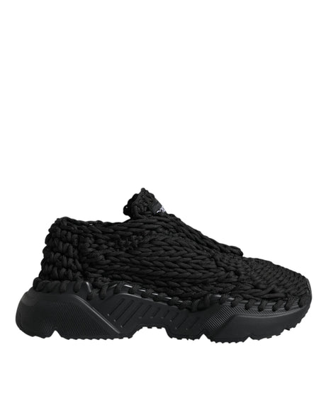Dolce & Gabbana Black Knitted Daymaster Sneakers Shoes - Hilstor