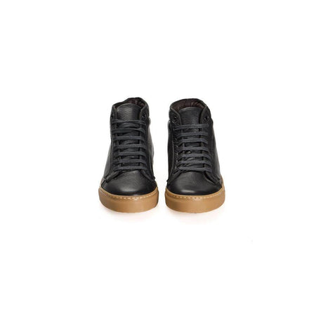 Roberto Pepe Luxury Black Calfskin Men's High Sneaker - Hilstor
