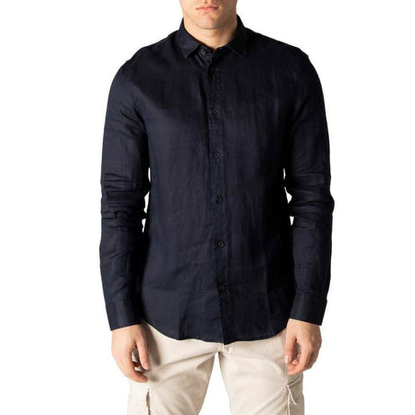 Armani Exchange Blue Linen Shirt - Hilstor