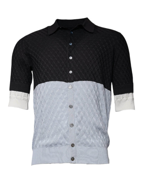 Dolce & Gabbana Multicolor Silk Button Down Collared T-shirt - Hilstor