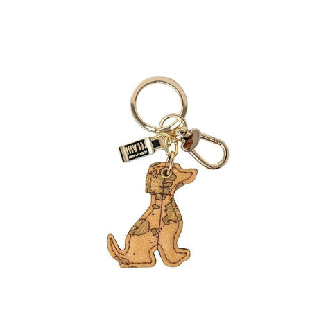 Alviero Martini Prima Classe Beige Leather Keychain - Hilstor