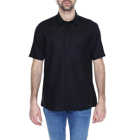 Antony Morato Black Linen Shortsleeve - Hilstor