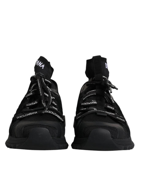 Dolce & Gabbana Black Sorrento Logo Men Sneakers Socks Shoes - Hilstor