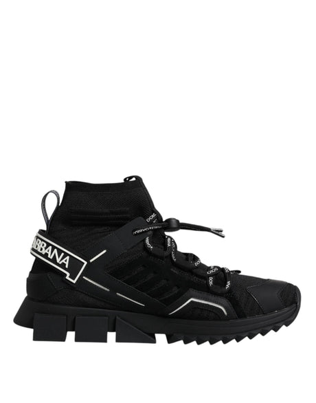 Dolce & Gabbana Black Sorrento Logo Men Sneakers Socks Shoes - Hilstor
