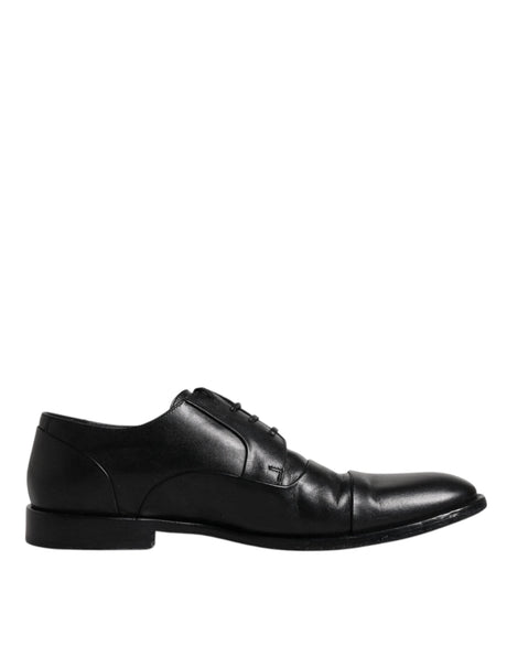 Dolce & Gabbana Black Leather Lace Up Men Derby Formal Shoes - Hilstor