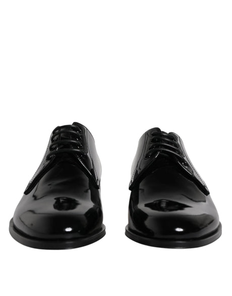 Dolce & Gabbana Black Patent Leather Derby Formal Dress Shoes - Hilstor