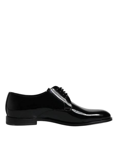 Dolce & Gabbana Black Patent Leather Derby Formal Dress Shoes - Hilstor