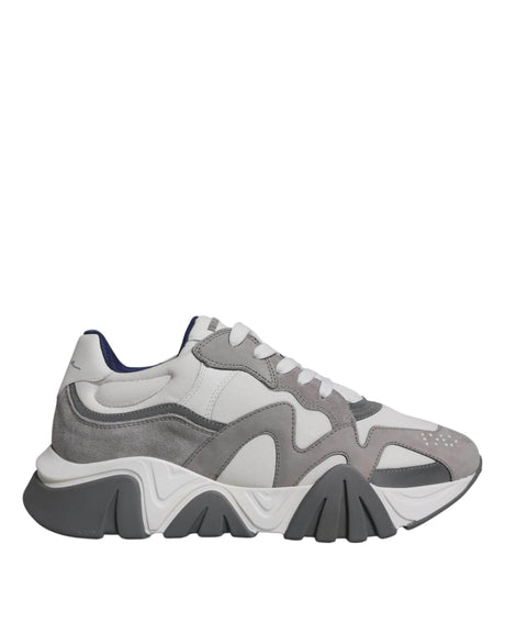 Versace Grey Leather Neoprene Chunky Low Top Squalo Sneakers Shoes - Hilstor