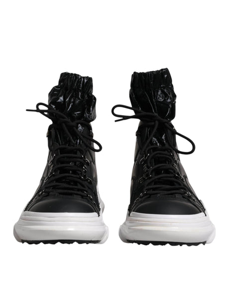 Dolce & Gabbana Black Nylon Galileo High Top Sneakers Shoes - Hilstor