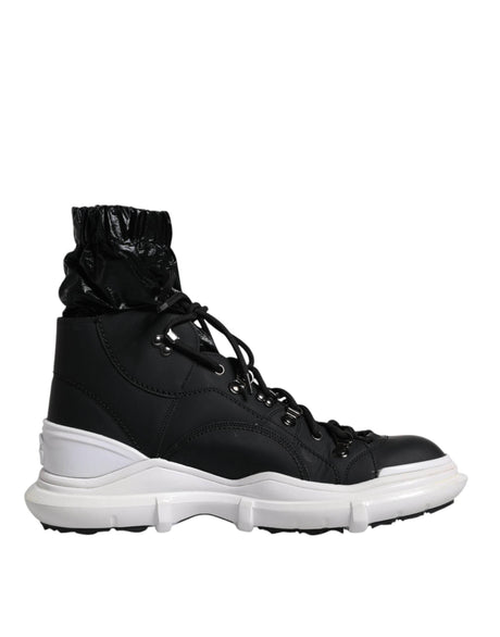 Dolce & Gabbana Black Nylon Galileo High Top Sneakers Shoes - Hilstor