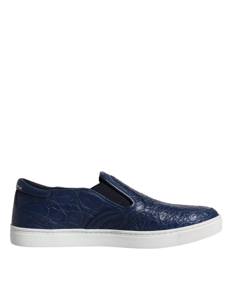 Dolce & Gabbana Blue Croc Exotic Leather Men Sneakers Shoes - Hilstor