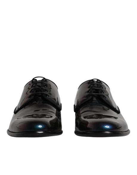Dolce & Gabbana Peacock Patent Leather Derby Men Dress Shoes - Hilstor