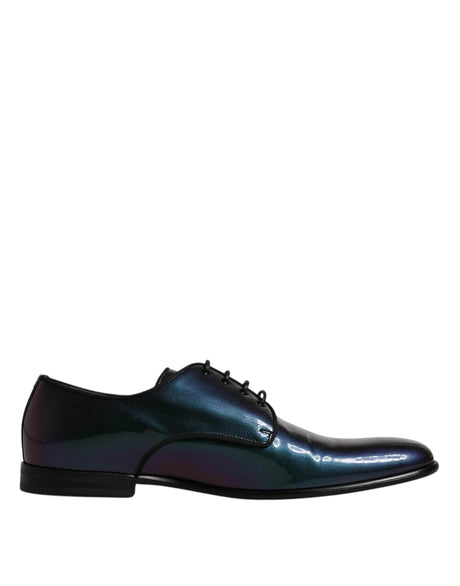 Dolce & Gabbana Peacock Patent Leather Derby Men Dress Shoes - Hilstor
