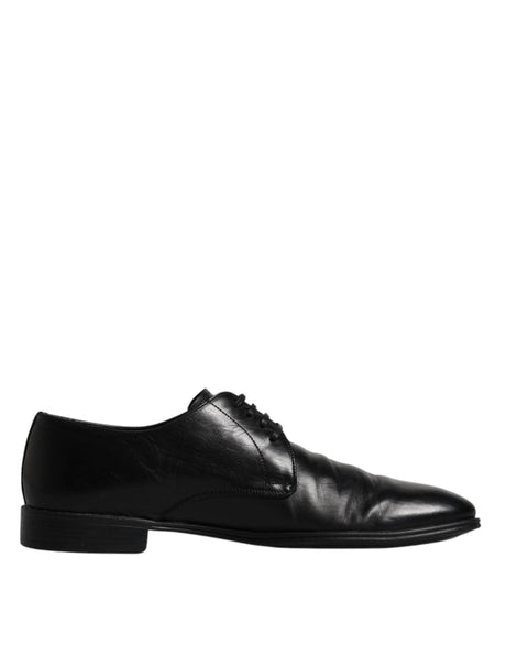 Dolce & Gabbana Black Leather Lace Up Men Derby Formal Shoes - Hilstor
