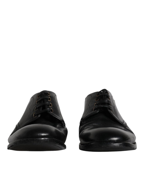Dolce & Gabbana Black Leather Derby Formal Men Dress Shoes - Hilstor