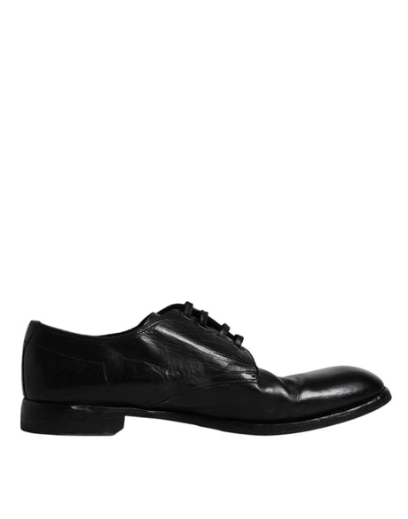 Dolce & Gabbana Black Leather Derby Formal Men Dress Shoes - Hilstor