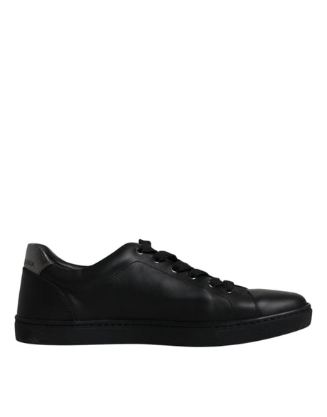 Dolce & Gabbana Black Leather London Heart Men Sneakers Shoes - Hilstor