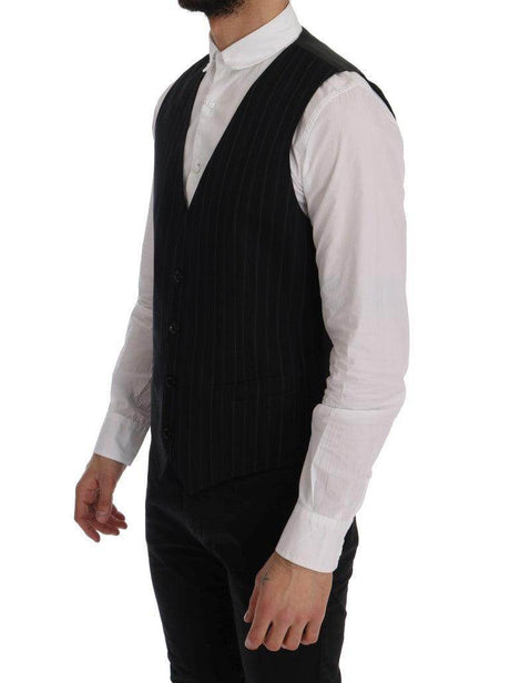 Dolce & Gabbana Black STAFF Cotton Striped Vest - Hilstor
