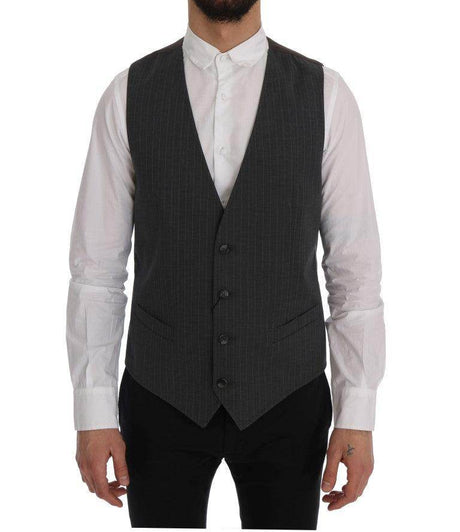 Dolce & Gabbana Gray STAFF Cotton Striped Vest - Hilstor