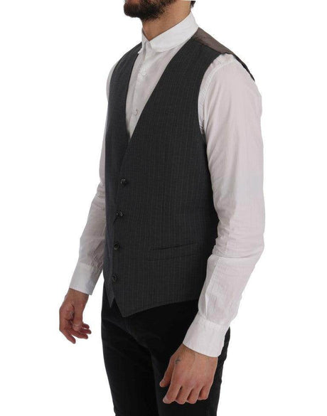 Dolce & Gabbana Gray STAFF Cotton Striped Vest - Hilstor