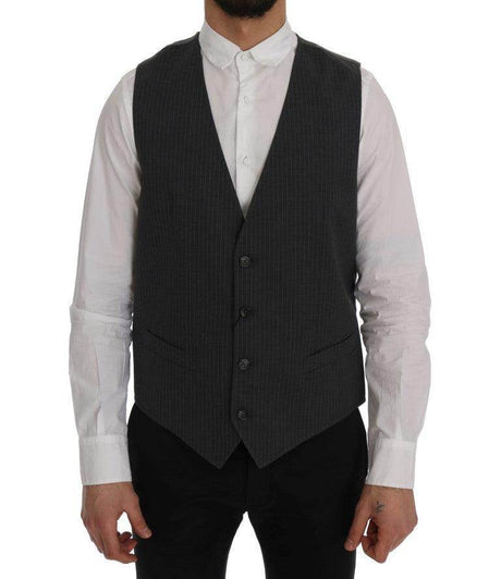 Dolce & Gabbana Gray STAFF Cotton Striped Vest - Hilstor