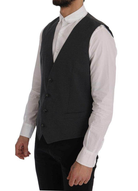 Dolce & Gabbana Gray STAFF Cotton Striped Vest - Hilstor